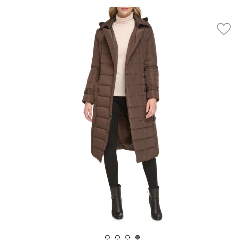 KENNETH COLE Belted Puffer Trench Coat Size Small